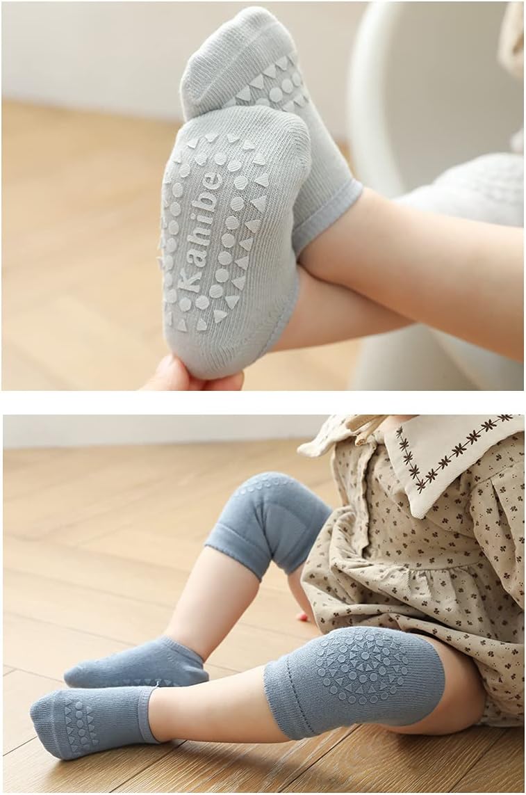 Unisex Toddler Non Slip Knee Pads and Socks Sets for Baby Boy Girls' Crawling Learn to Walk - Image 3